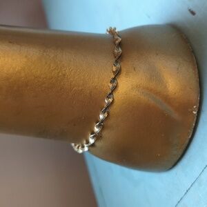 Vintage 925 Italy Silver Gold color Twisted Chain Bracelet